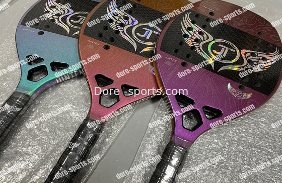 Custom Chameleon  Painting Beach Tennis Shinny Logo Rackets Plate Tennis Racket Carbon Fiber Beach Tennis Racket