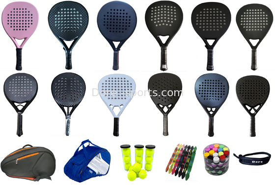 OEM Manufacturer Popular Full Carbon Fiber Teardrop Shape Custom Design Padel Racket & Padel Racket Sport Bag Set