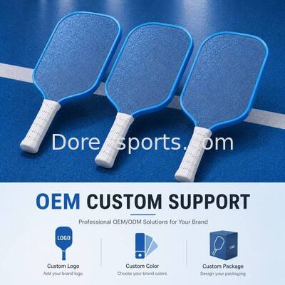 OEM Pickleball Paddle, Crystal Blue Durable Surface, Textured Carbon Fiber Face Foam Core