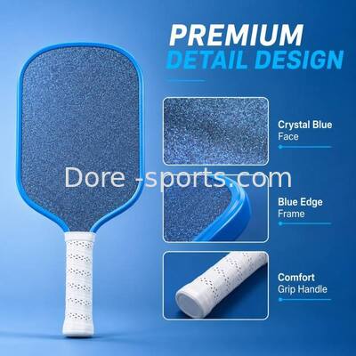 OEM Pickleball Paddle, Crystal Blue Durable Surface, Textured Carbon Fiber Face Foam Core